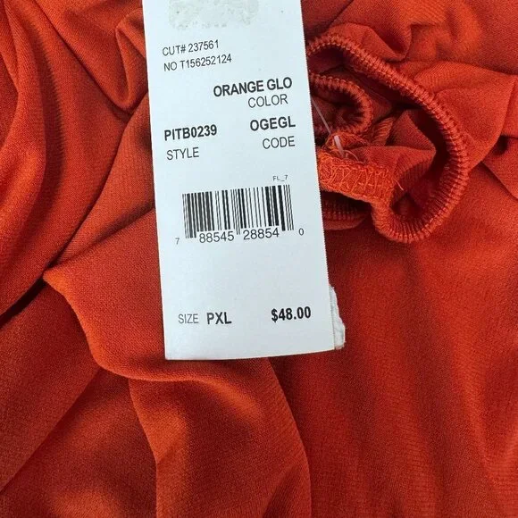 NWT - Notations Women's Orange Snapped Blouse - PXL - Picture 6 of 10